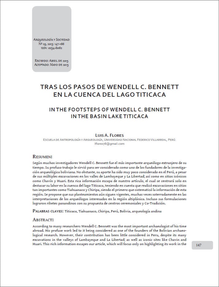 TRAS LOS PASOS DE WENDELL C. BENNETT EN LA CUENCA DEL LAGO TITICACA